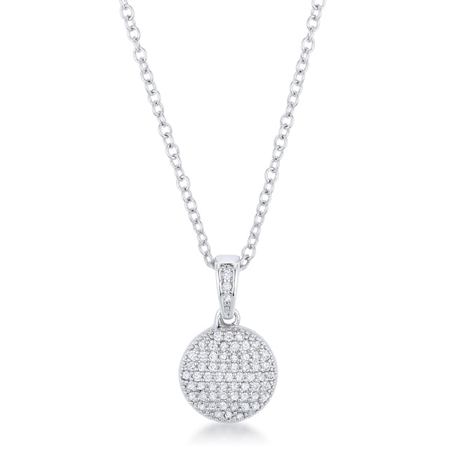 Avera Radiant CZ Disk Pendant Necklace in Pink by Avera Group