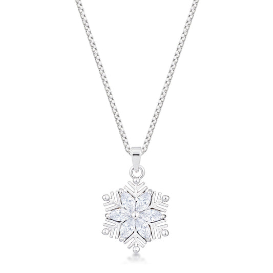 Avera Brilliant Marquise Snowflake Pendant in Sterling Silver by Avera Group