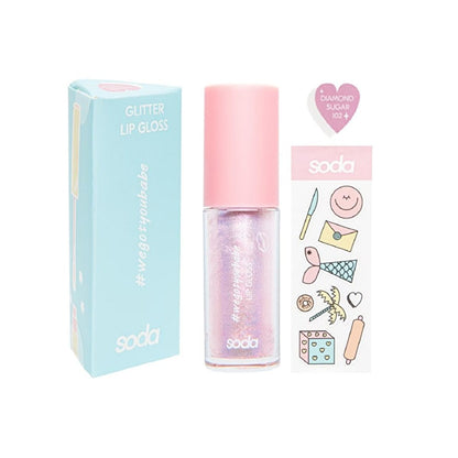 SODA Glitter Lip Gloss - Long Lasting Shiny Lip Care for Women - Diamond Sugar by Beauty Care Bag