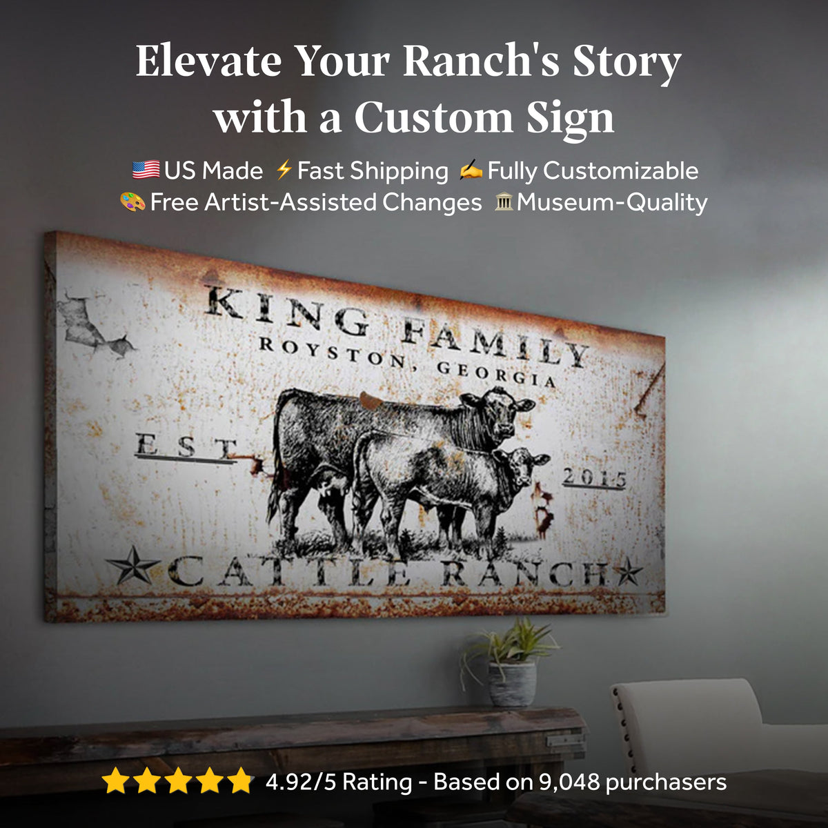 Cattle Ranch Sign X by Tailored Canvases