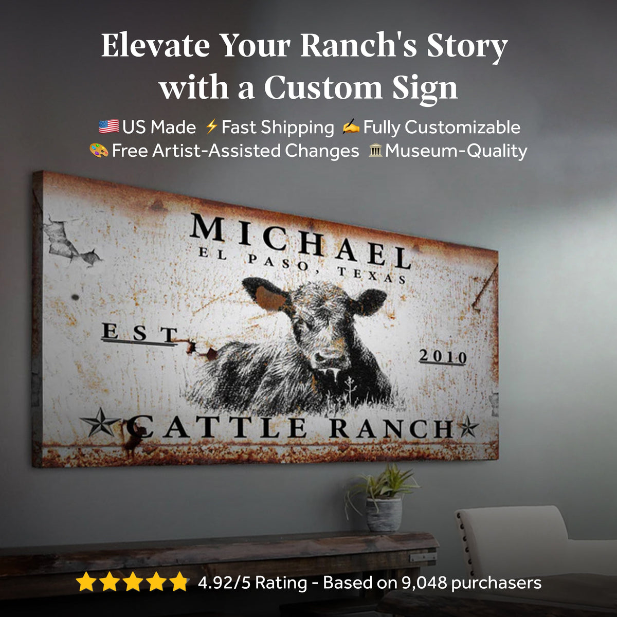 Cattle Ranch Sign by Tailored Canvases