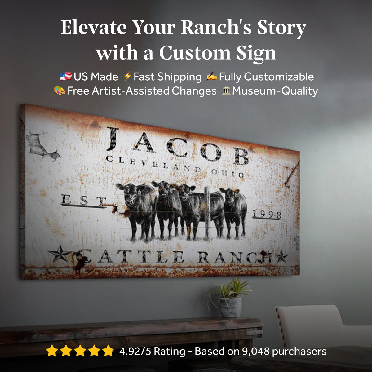 Cattle Ranch Sign by Tailored Canvases