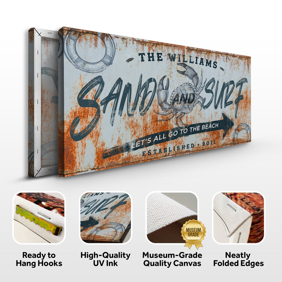 Sand And Surf Sign V by Tailored Canvases