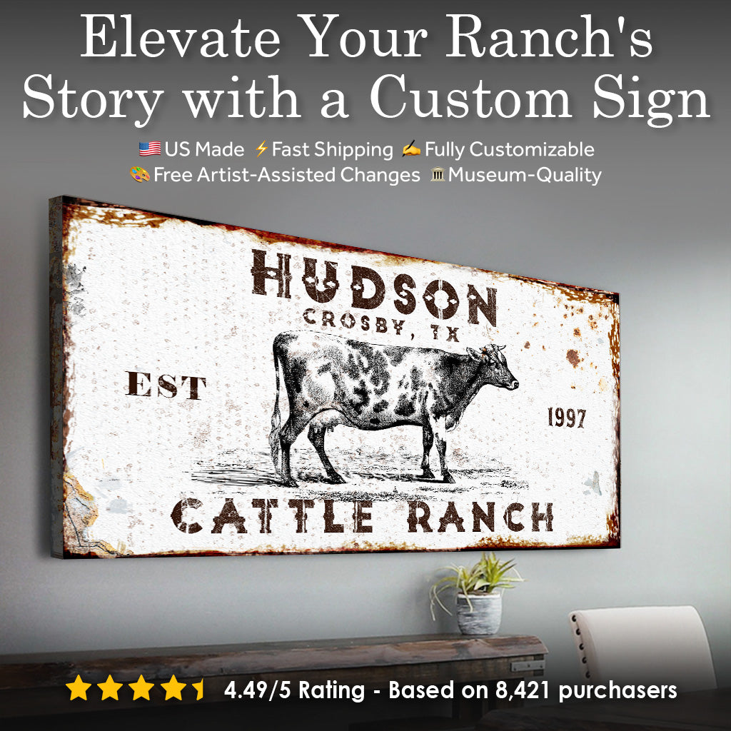 Cattle Ranch Rustic Sign by Tailored Canvases