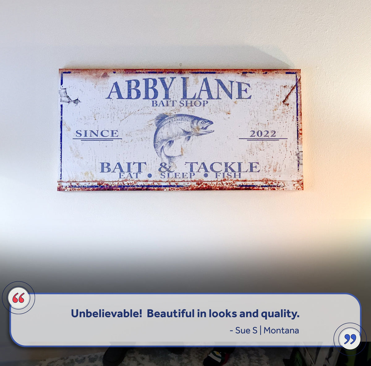 Bait and Tackle Sign by Tailored Canvases