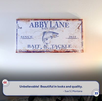 Bait and Tackle Sign by Tailored Canvases