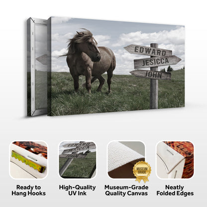 Classic Horse Family Name Sign by Tailored Canvases