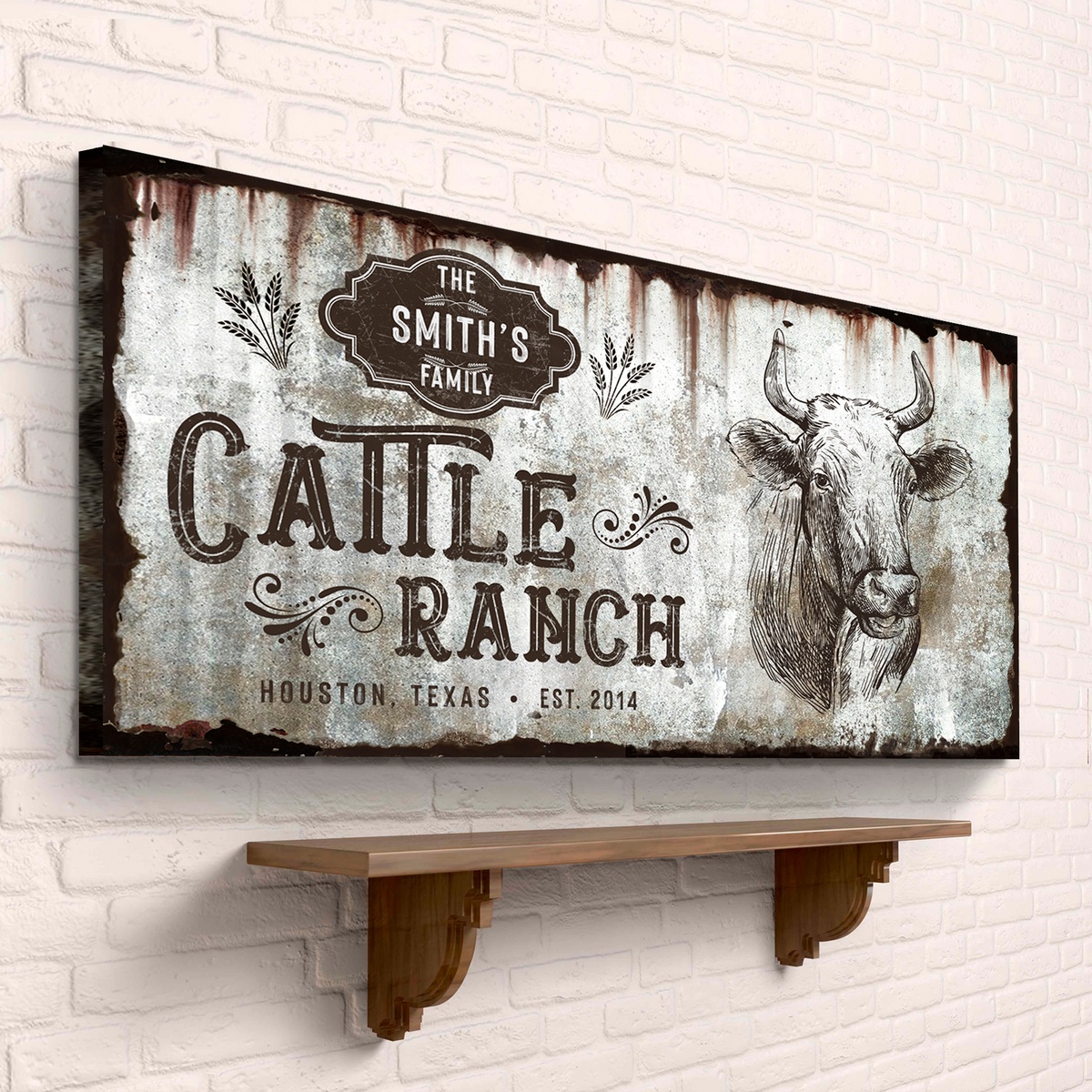 Vintage Cattle Ranch Sign by Tailored Canvases