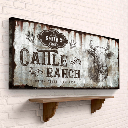 Vintage Cattle Ranch Sign by Tailored Canvases