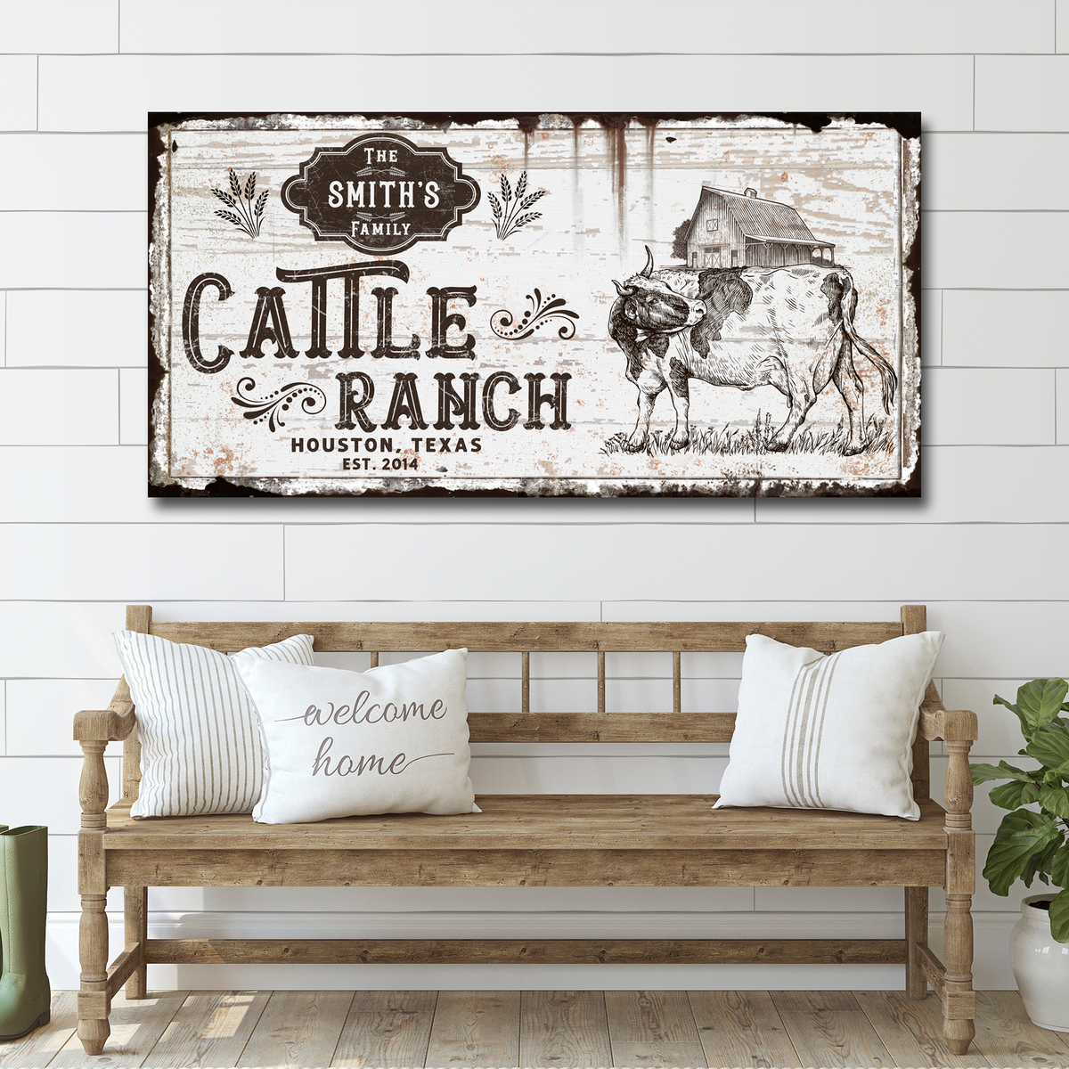 Vintage Cattle Ranch Sign by Tailored Canvases