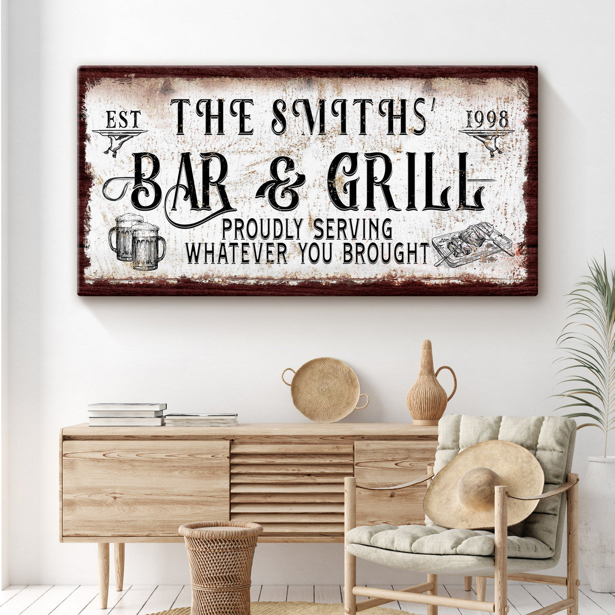 Personalized Bar and Grill Sign by Tailored Canvases