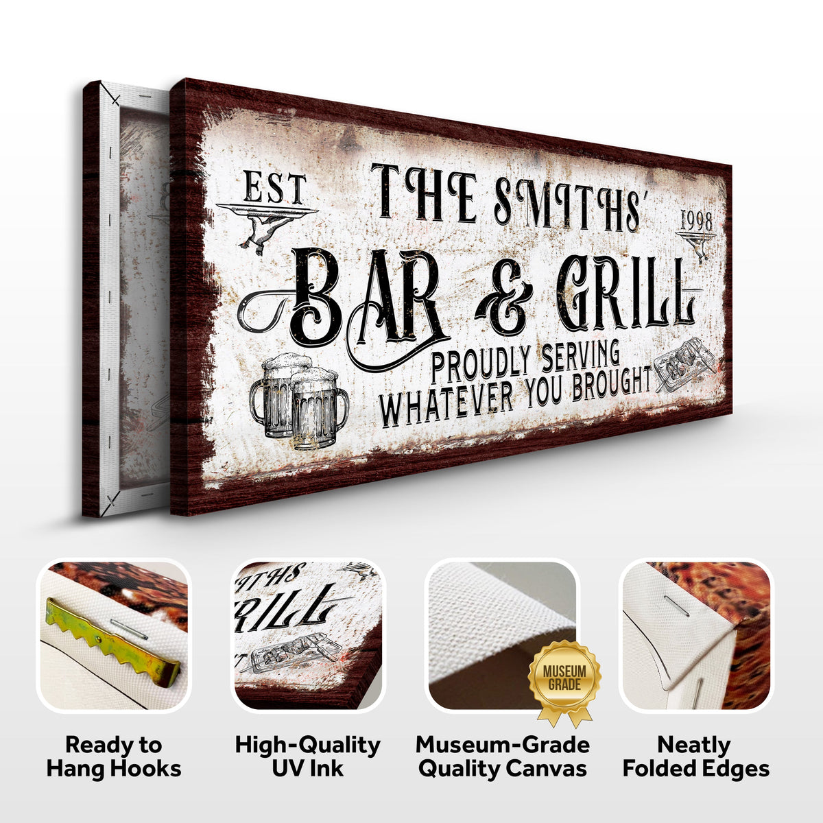 Personalized Bar and Grill Sign by Tailored Canvases