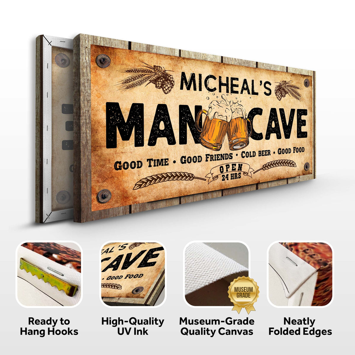 Man Cave Sign IV by Tailored Canvases