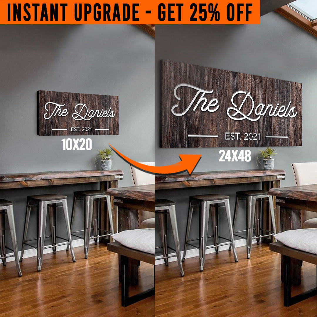 Upgrade Your 20x10 Inches 'Family Name' (Style 1) Canvas To 48x24 Inches by Tailored Canvases