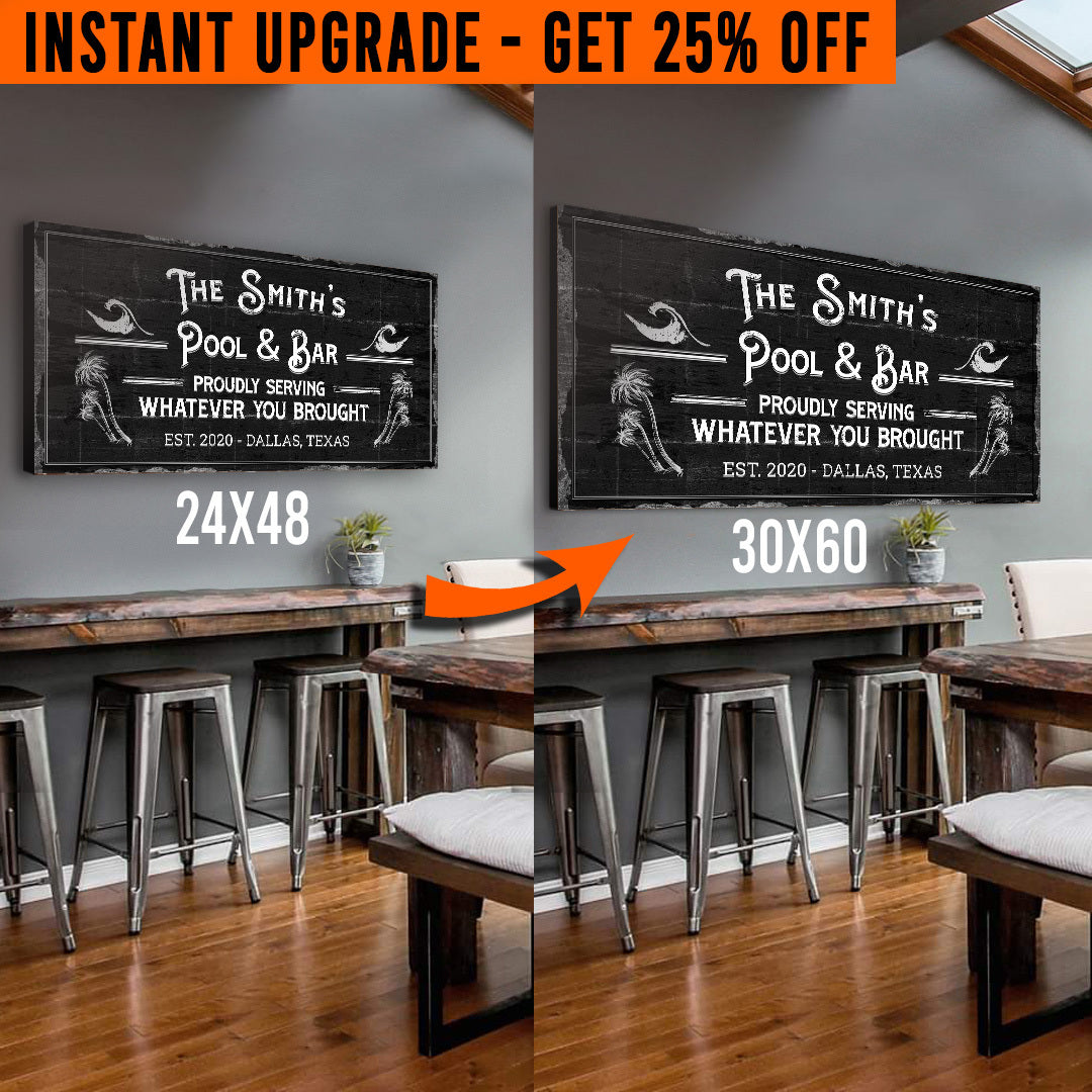 Upgrade Your 48x24 Inches 'Pool & Bar' (Style 2) Canvas To 60x30 Inches by Tailored Canvases