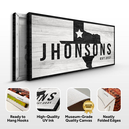 Texas Family Name Sign by Tailored Canvases