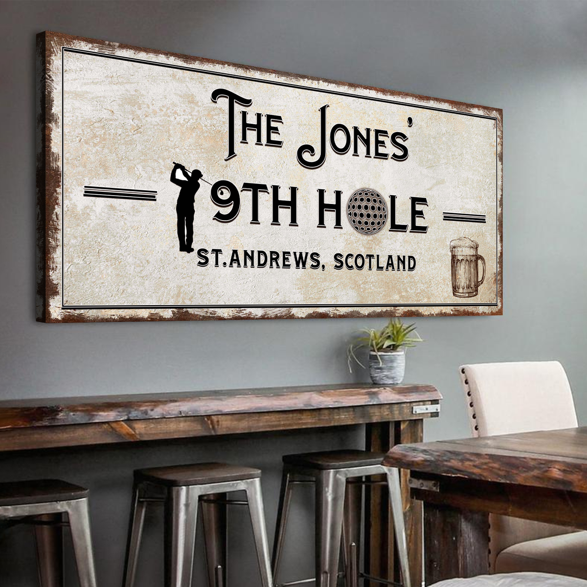 19th Hole personalized golf canvas sign by Tailored Canvases