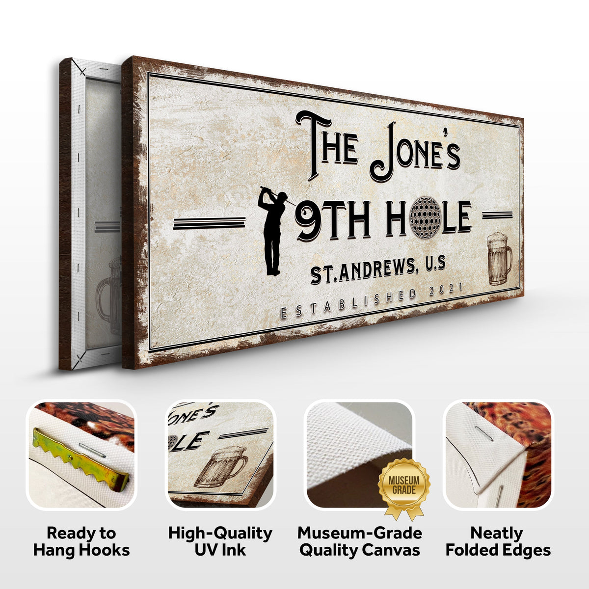 19th Hole personalized golf canvas sign by Tailored Canvases, view 4