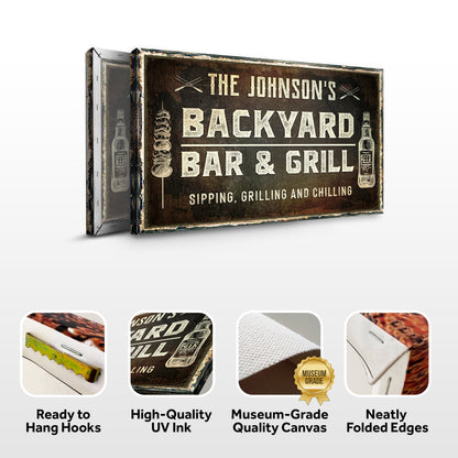 Backyard Bar And Grill Sign by Tailored Canvases