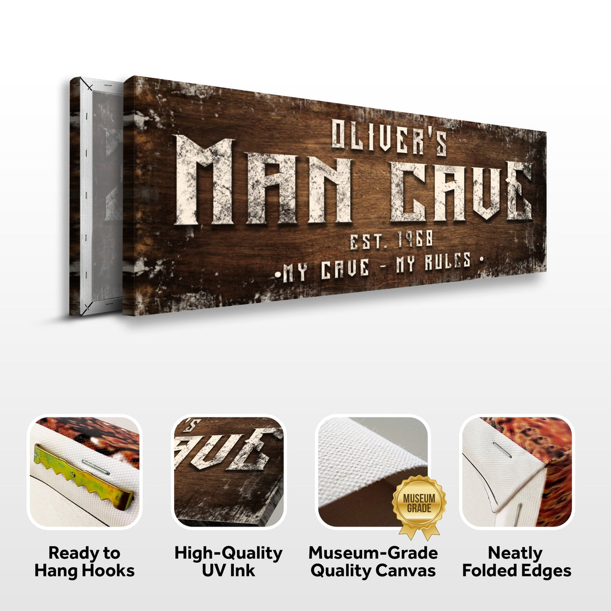 Man Cave My Cave My Rules Sign by Tailored Canvases