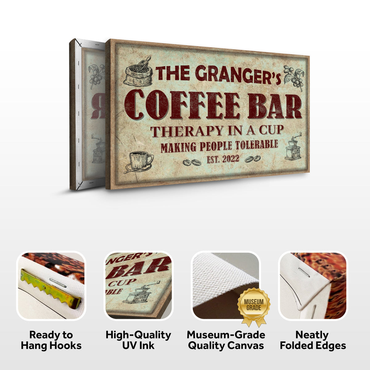 Coffee Bar Therapy In A Cup Sign by Tailored Canvases