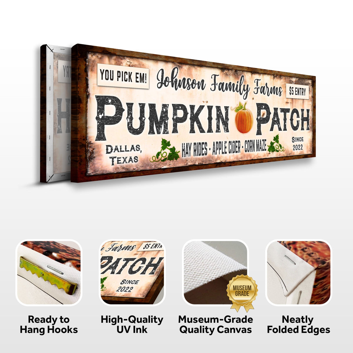 Family Farms Pumpkin Patch Sign by Tailored Canvases