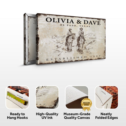 Cowboy Couple Sign by Tailored Canvases