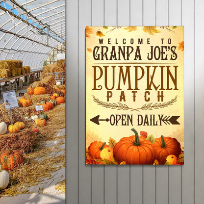 Pumpkin Patch Open Daily Sign by Tailored Canvases