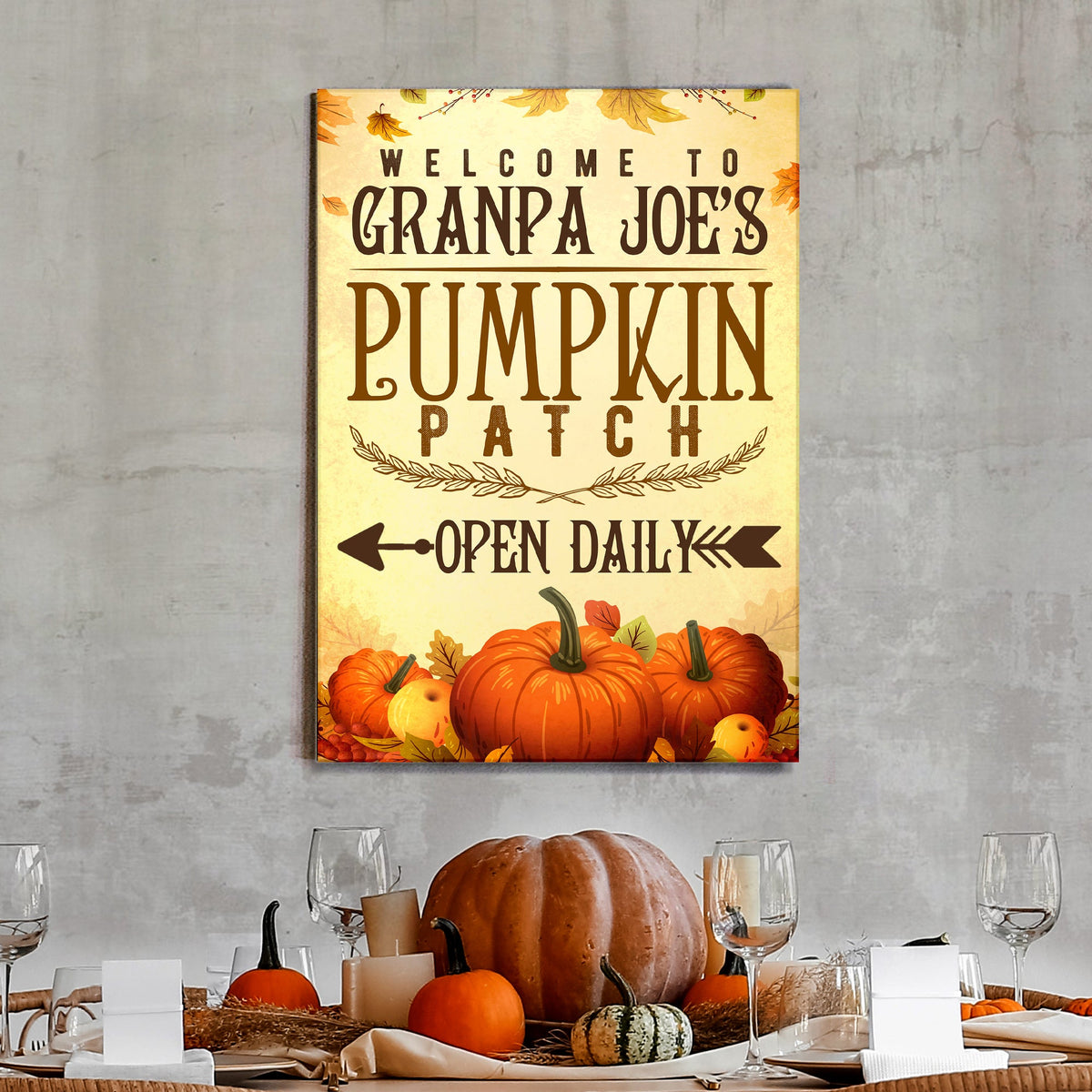 Pumpkin Patch Open Daily Sign by Tailored Canvases
