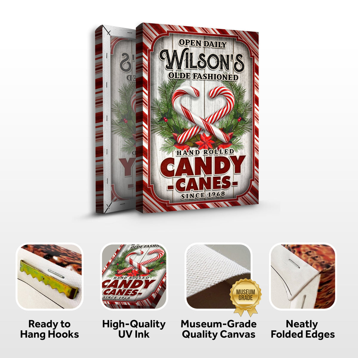 Olde Fashioned Hand Rolled Candy Canes Sign by Tailored Canvases