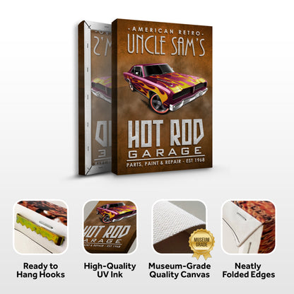 American Retro Garage Hot Rod Sign by Tailored Canvases