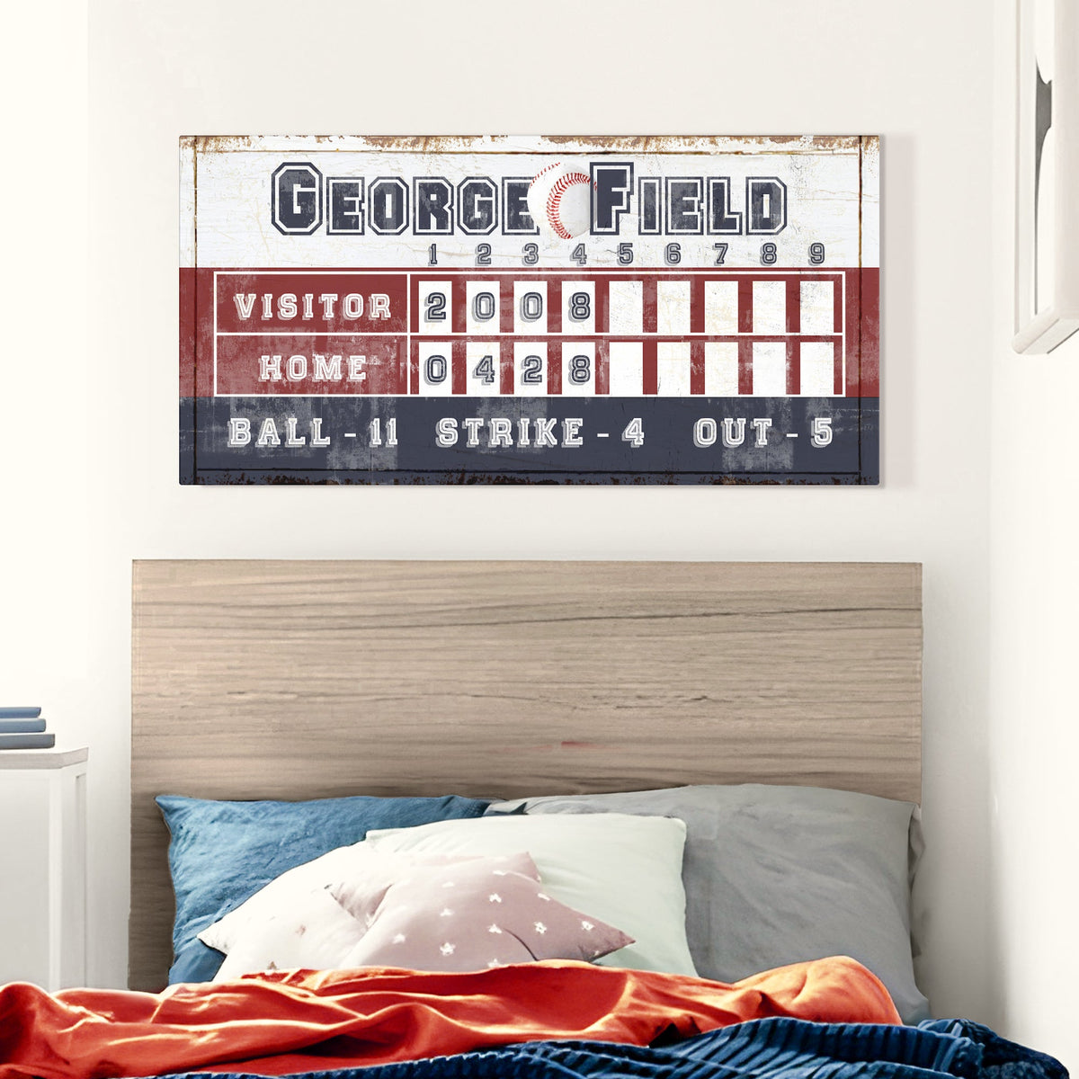Personalized Baseball Scoreboard Sign by Tailored Canvases