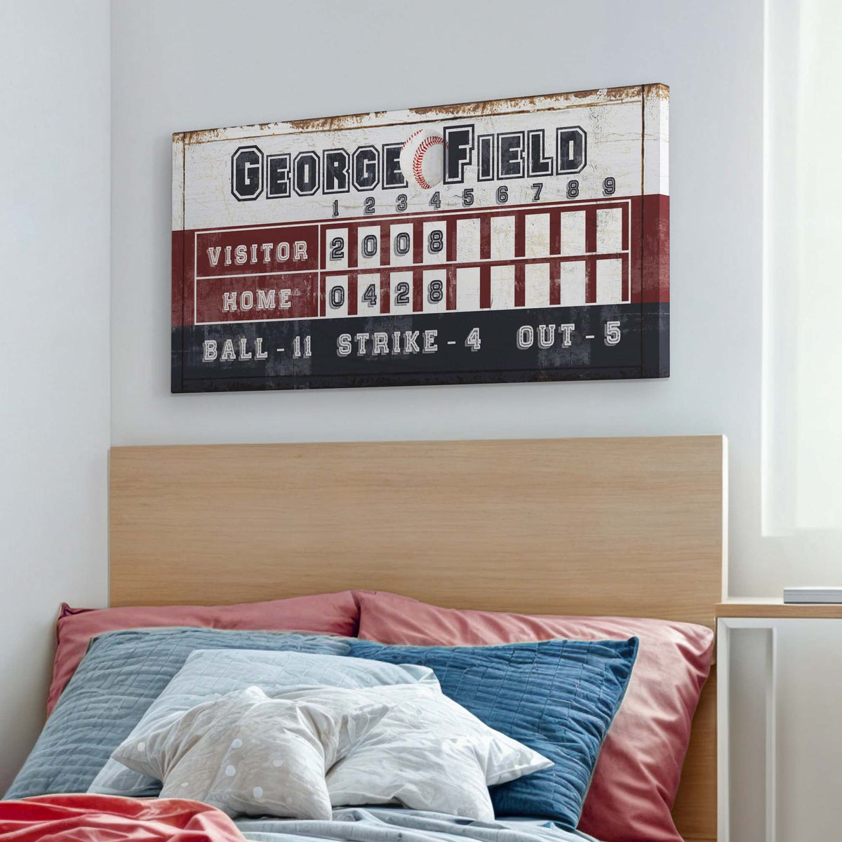 Personalized Baseball Scoreboard Sign by Tailored Canvases