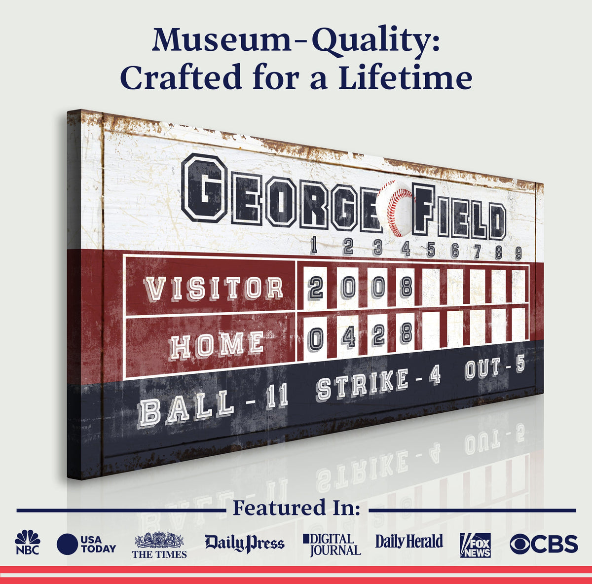 Personalized Baseball Scoreboard Sign by Tailored Canvases
