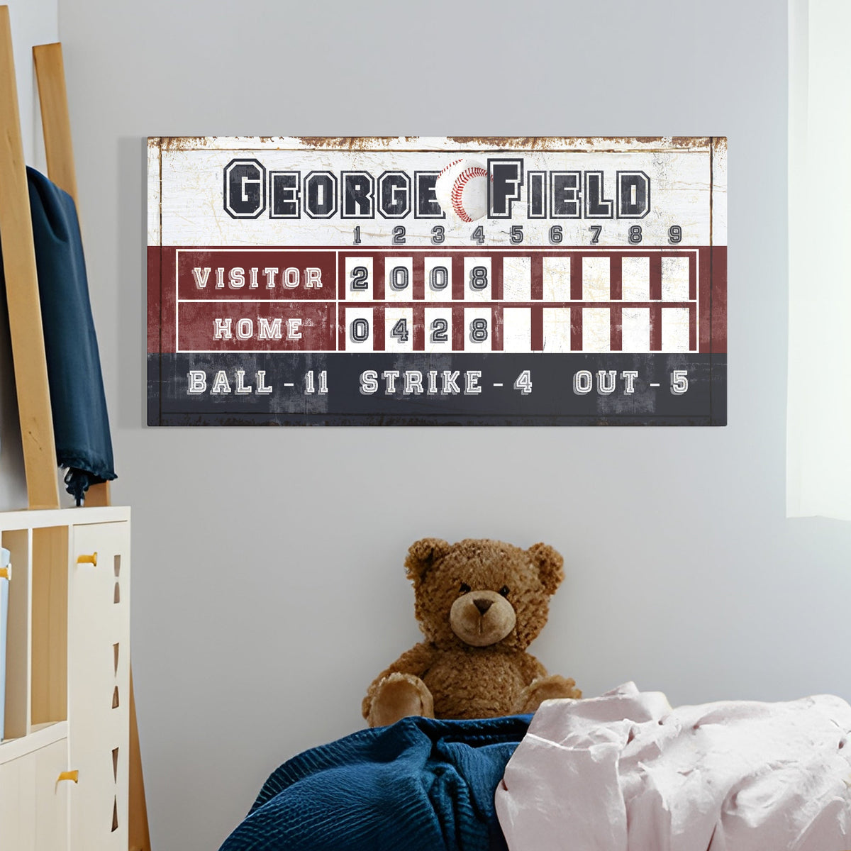 Personalized Baseball Scoreboard Sign by Tailored Canvases