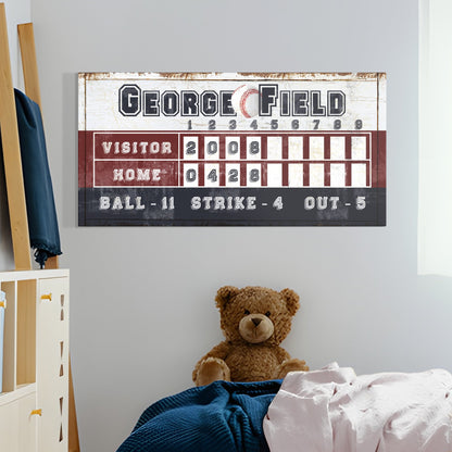 Personalized Baseball Scoreboard Sign by Tailored Canvases