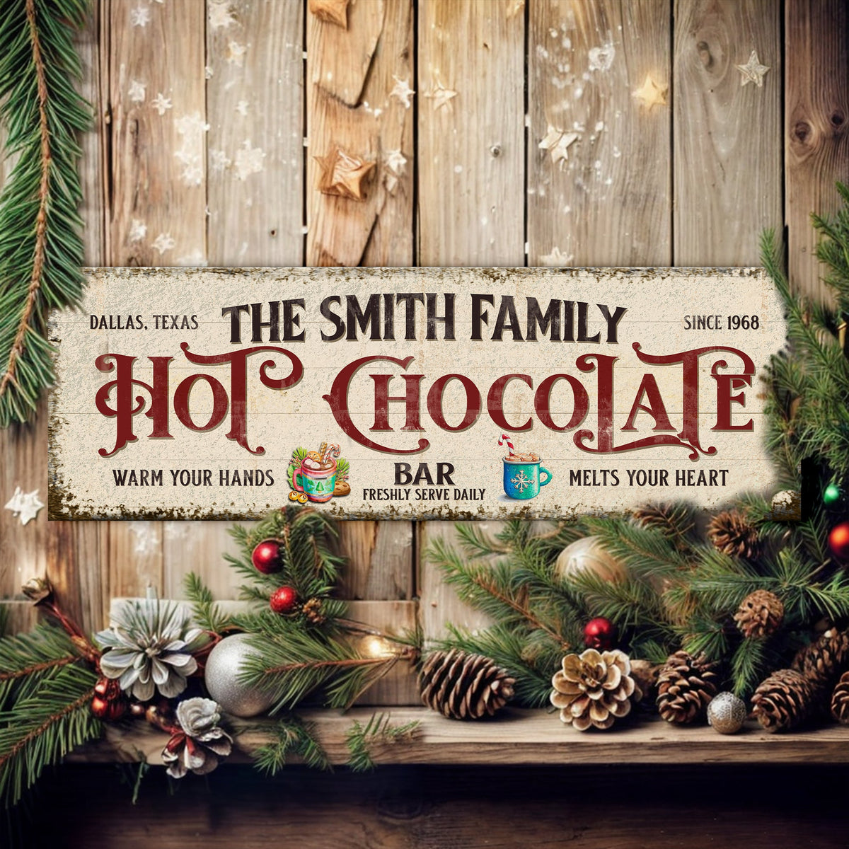 Hot Chocolate Christmas Bar Sign by Tailored Canvases