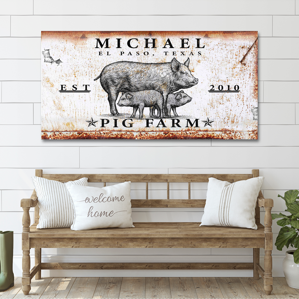 Pig Farm Sign by Tailored Canvases
