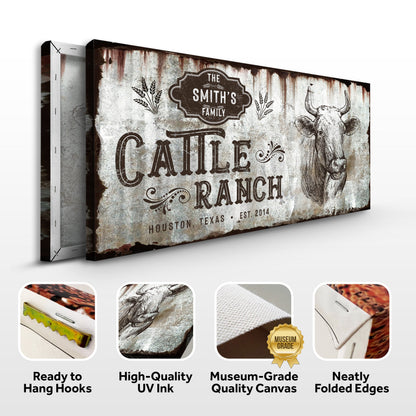Vintage Cattle Ranch Sign by Tailored Canvases