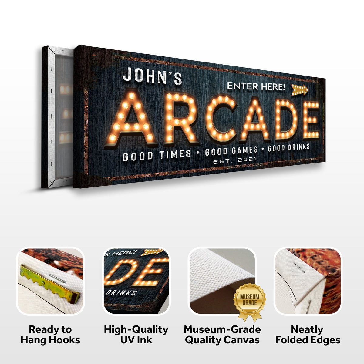 Arcade Enter Here Sign by Tailored Canvases