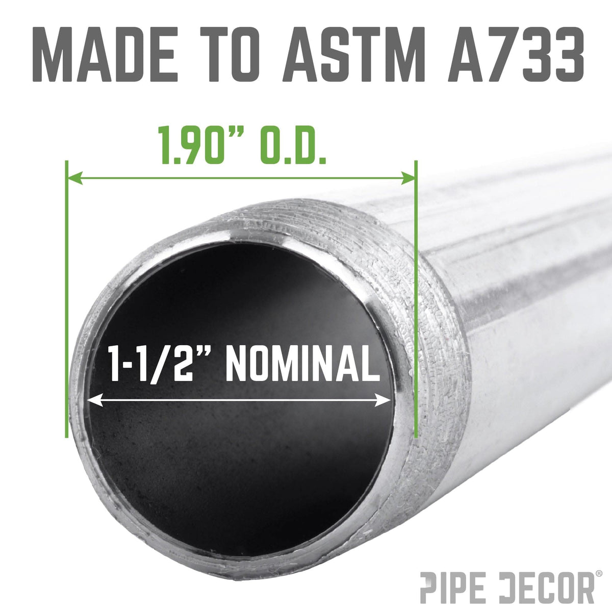PIPE DECOR 1-1/2 in. x 6 in. galvanized steel pipe