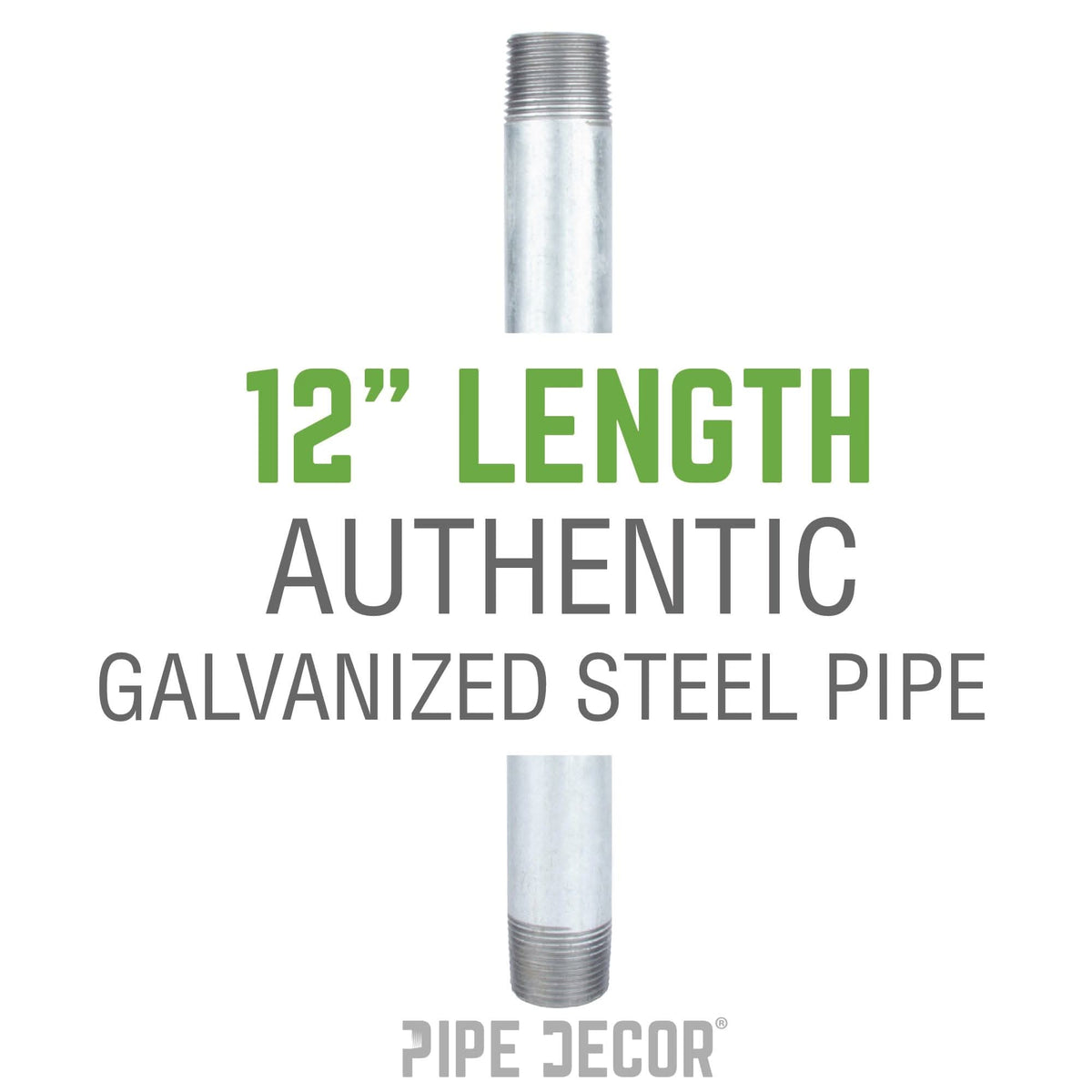 PIPE DECOR 1/2 in. x 12 in. galvanized steel pipe, view 2