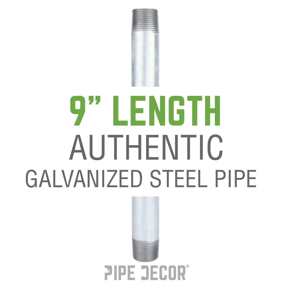 PIPE DECOR 1/2 in. x 9 in. galvanized steel pipe, view 2