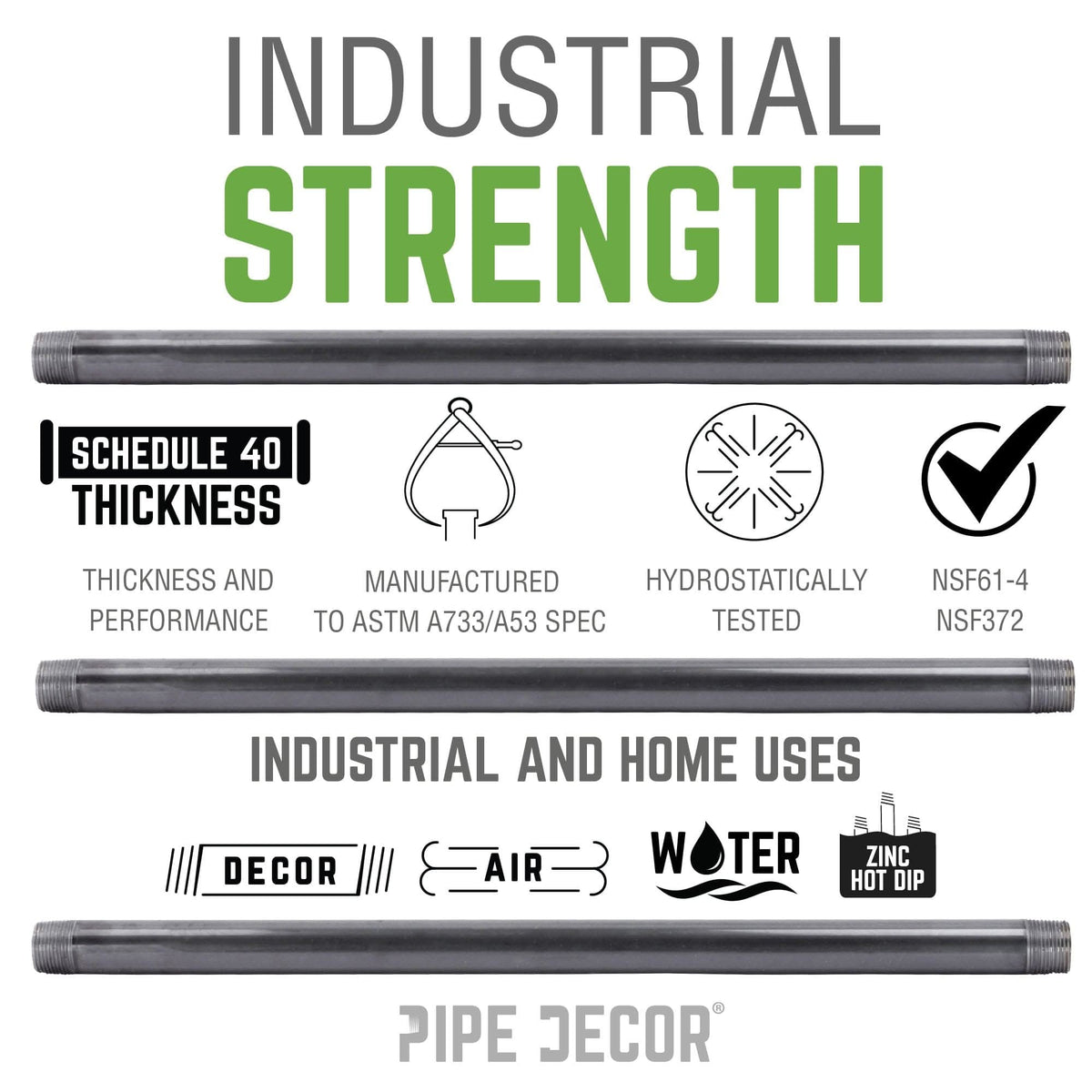 PIPE DECOR 1 in. x 3-1/2 in. galvanized steel pipe, view 5