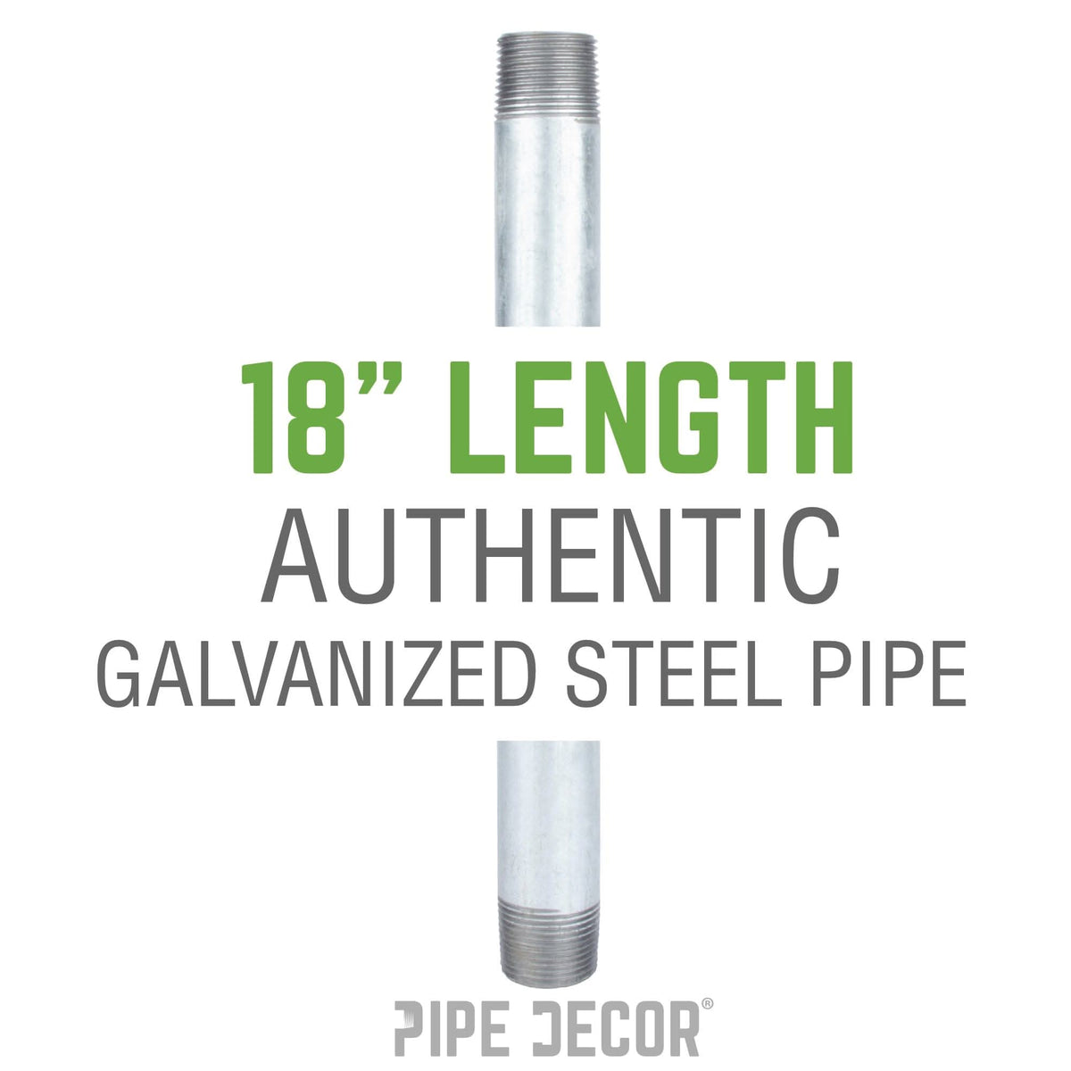 PIPE DECOR 1-1/4 in. x 18 in. galvanized steel pipe, view 2