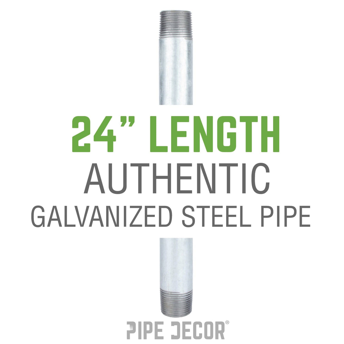 PIPE DECOR 1 in. x 24 in. galvanized steel pipe, view 2