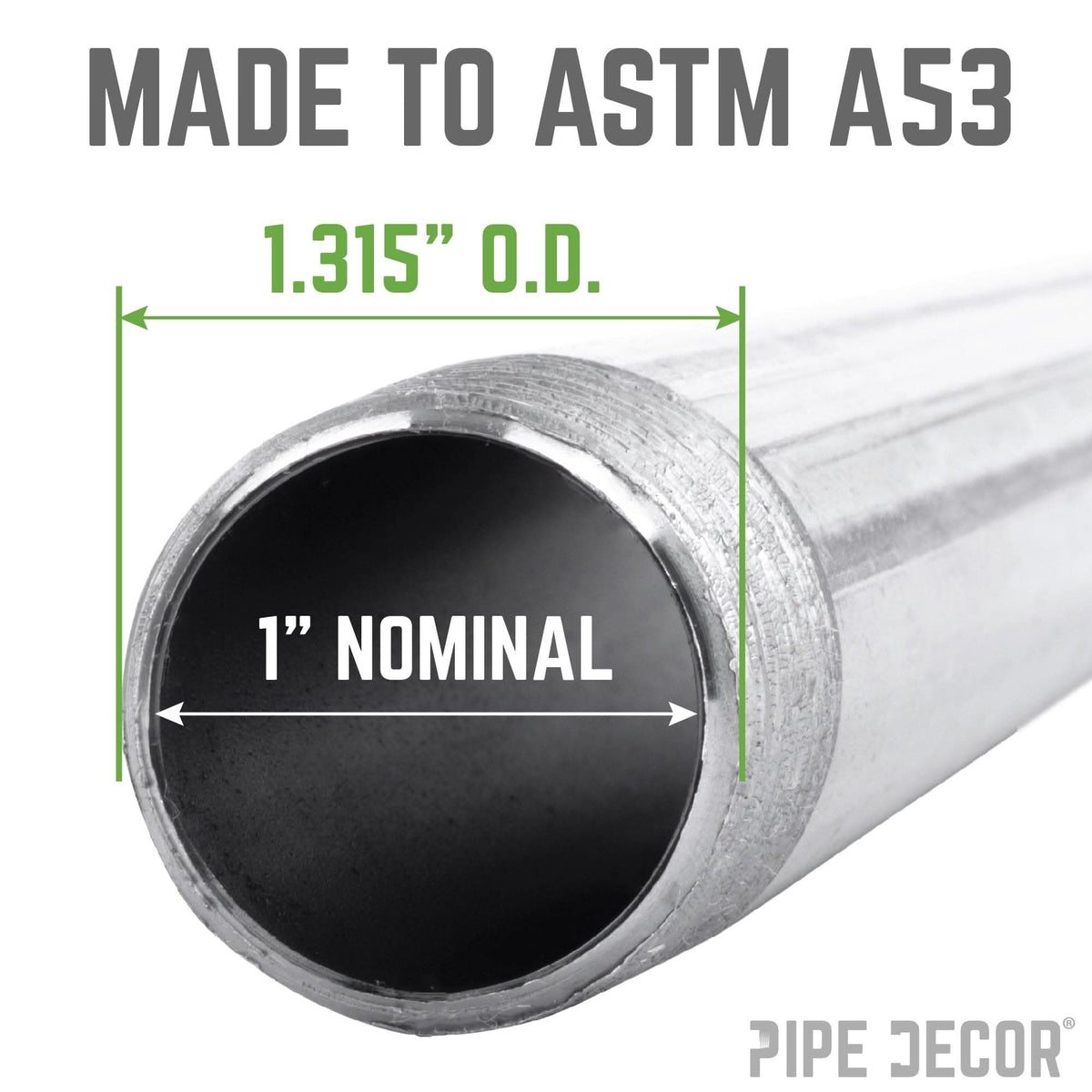 PIPE DECOR 1 in. x 72 in. galvanized steel pipe, view 3
