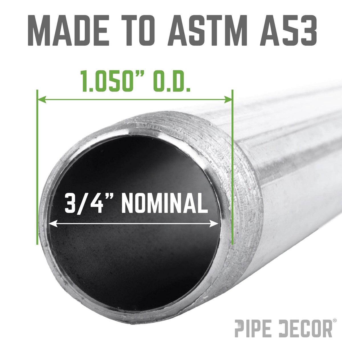 PIPE DECOR 3/4 in. x 72 in. galvanized steel pipe, view 3