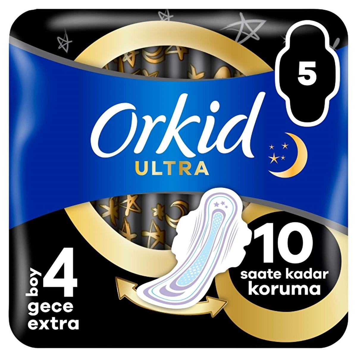 Orkid Ultra Gece Extra (Boy 4) - Nighttime Hygienic Pads with 60% Larger Back Section for Extra Protection by Beauty Care Bag