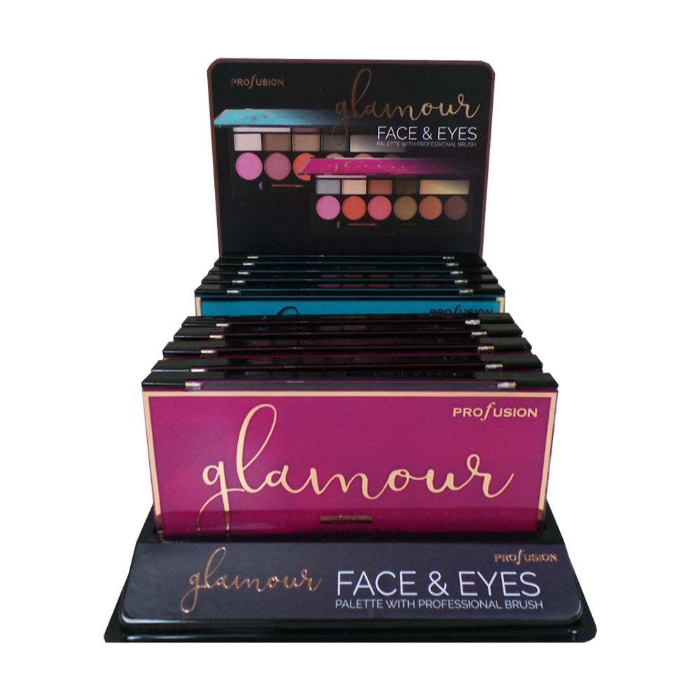 PROFUSION Glamour 16 Color Face & Eyes Palette Display Set, 10 pcs by Avera Group